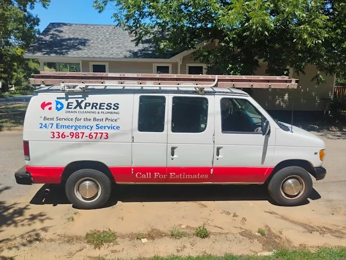 A Plus Express Drain Cleaning & Plumbing service van